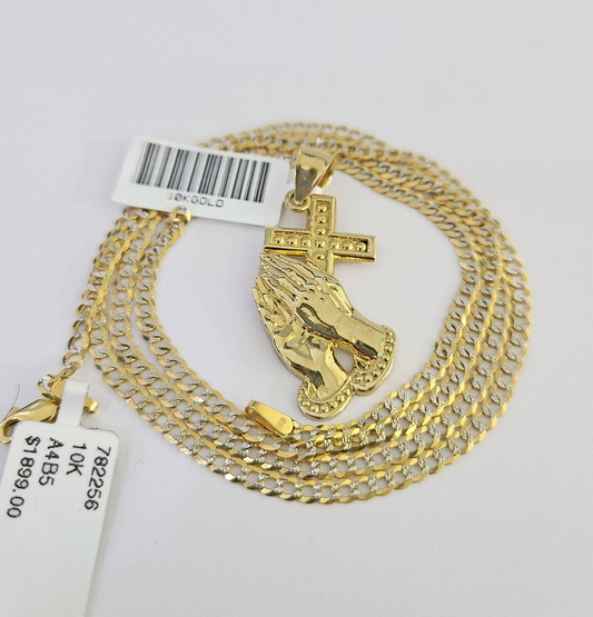10k Praying Hands 2mm Cuban chain