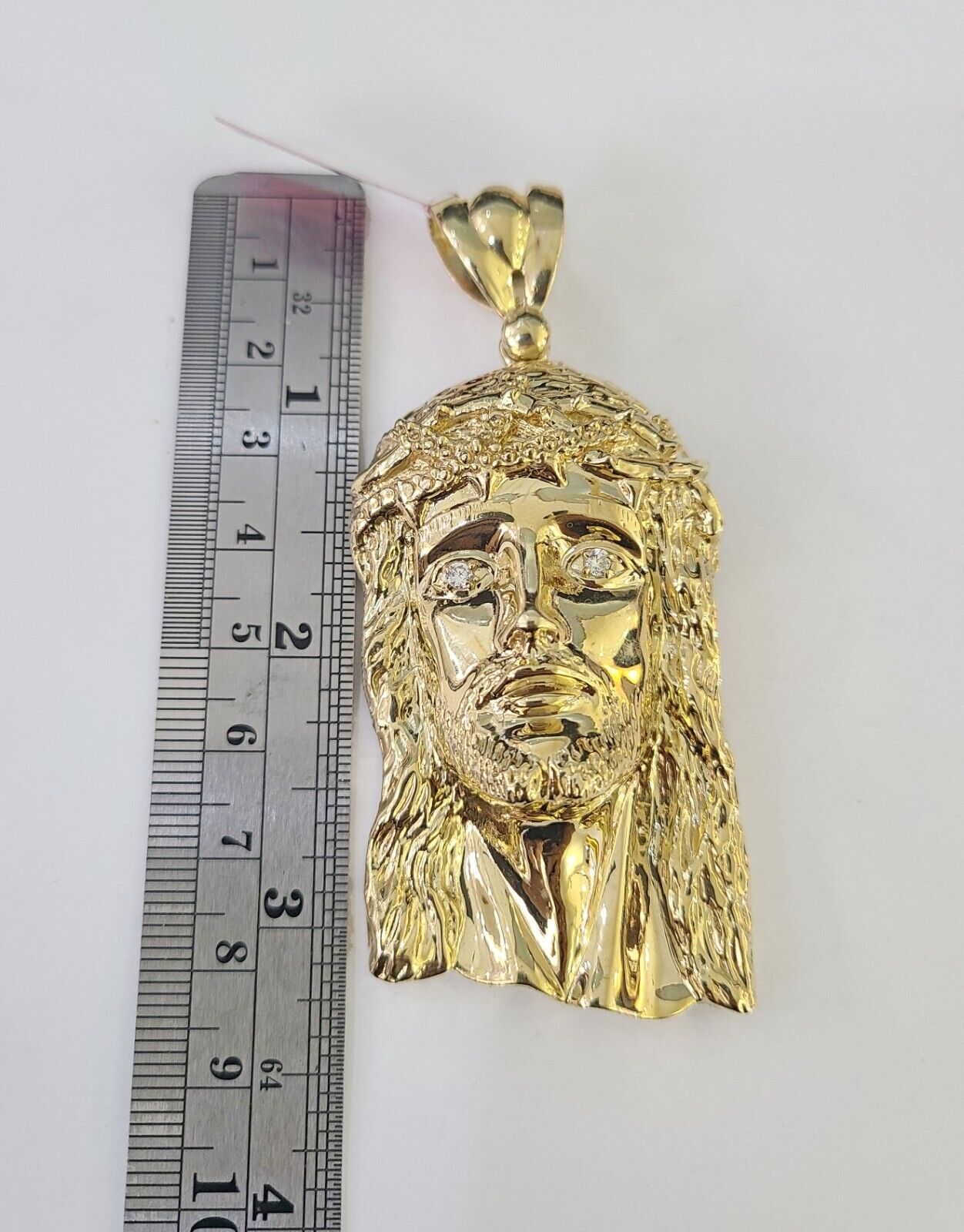 Real 14k Solid Gold Chain Jesus Head Pendant Charm SET Miami Cuban Link 6mm Necklace