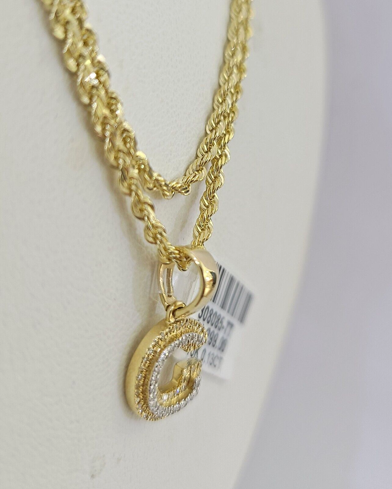 G initial charm on 2mm rope chain