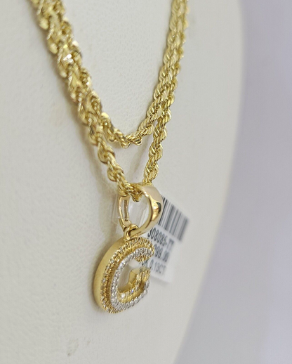 G initial charm on 2mm rope chain