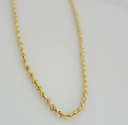 10K Yellow Gold Rope Chain Necklace 3mm 22 Inch REAL 10kt For Men & Women