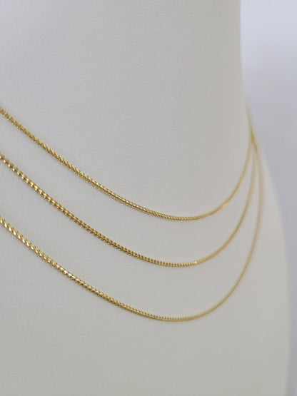 18K Solid Franco Chain Necklace 20" 22" 24" 1mm Yellow Gold Real