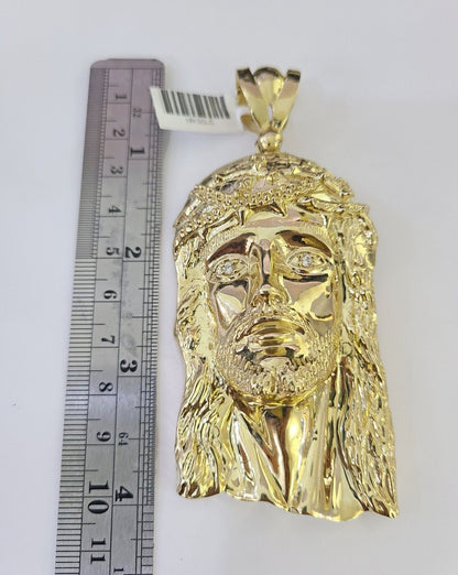10K Franco Chain Jesus Head Pendant Charm Necklace 20"-26" 5mm Gold Yellow SET
