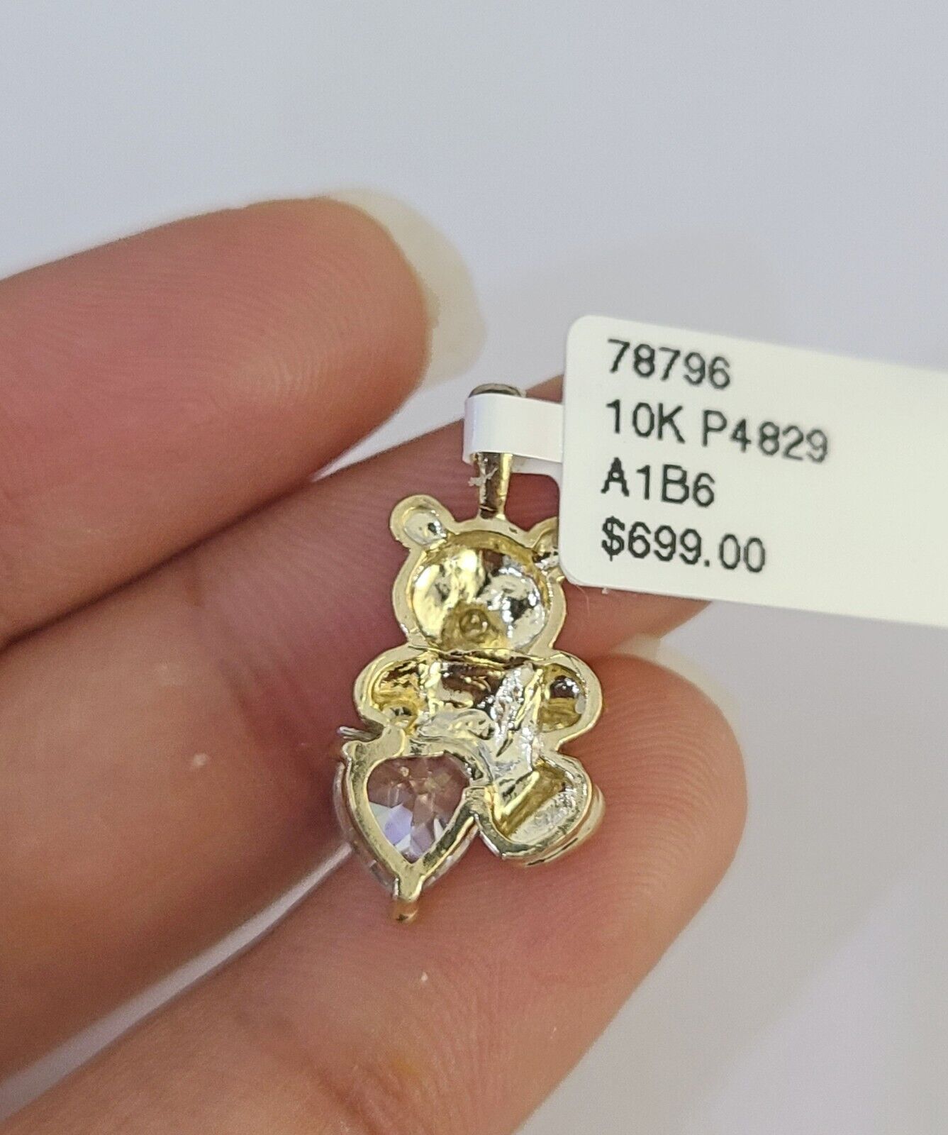 10k gold teddy bear charm pendant
