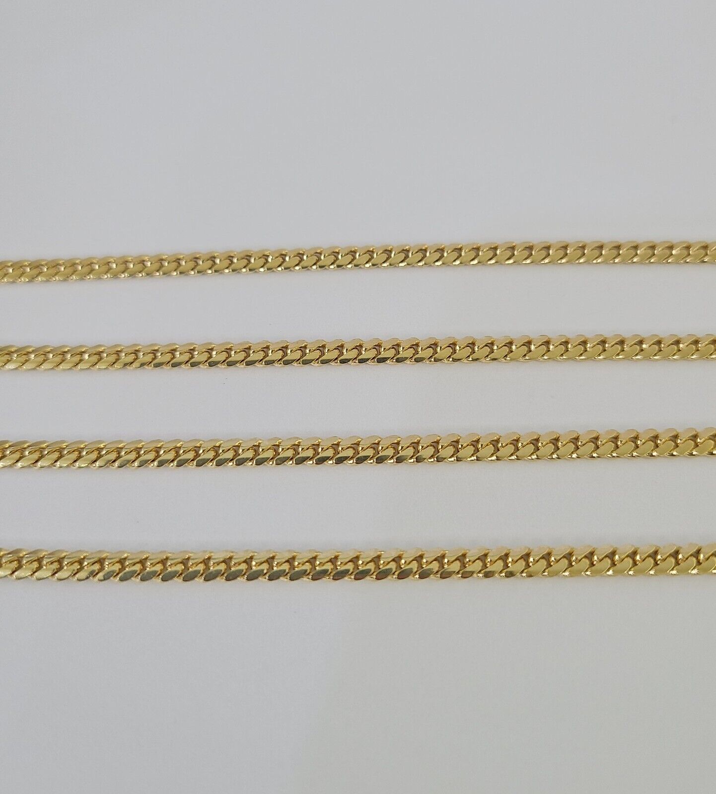 18k Solid Miami Cuban Chain Yellow Gold 3mm 24" Inch Genuine Necklace Real