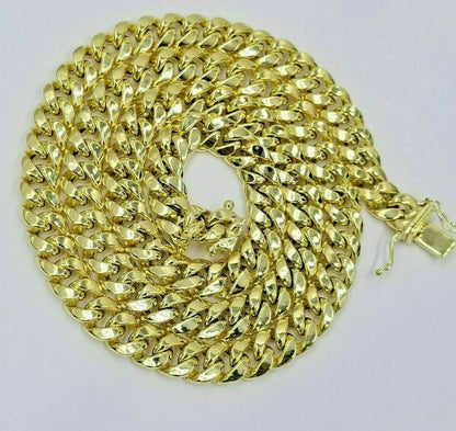 Real 14k Yellow Gold Miami Cuban link chain 8mm 30 Inch With Box Clasp Mens 14KT