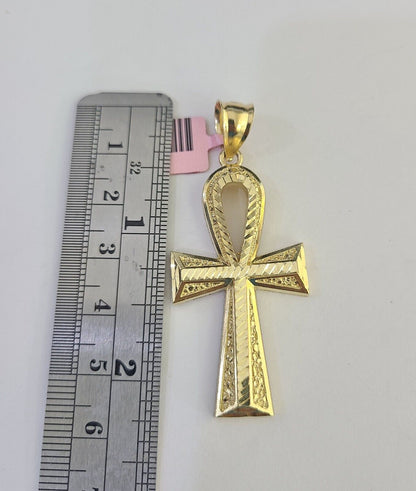 Real 14k Chain Cross Charm Set Miami Cuban Link 5mm 18"-30" Necklace Pendant