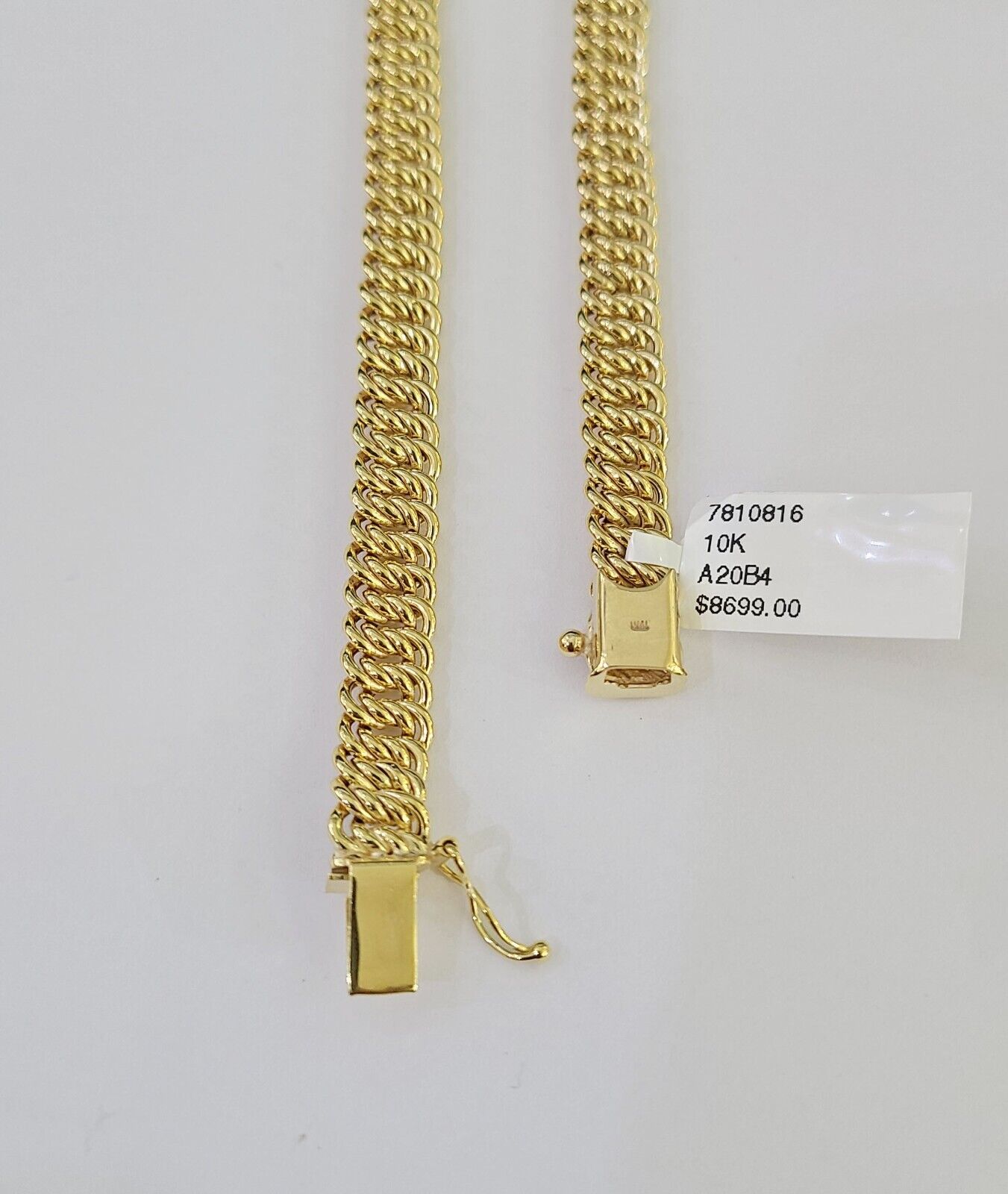 10K Gold Flat Byzantine Link Princesa Necklace 7mm 18 inch Real Yellow Chain