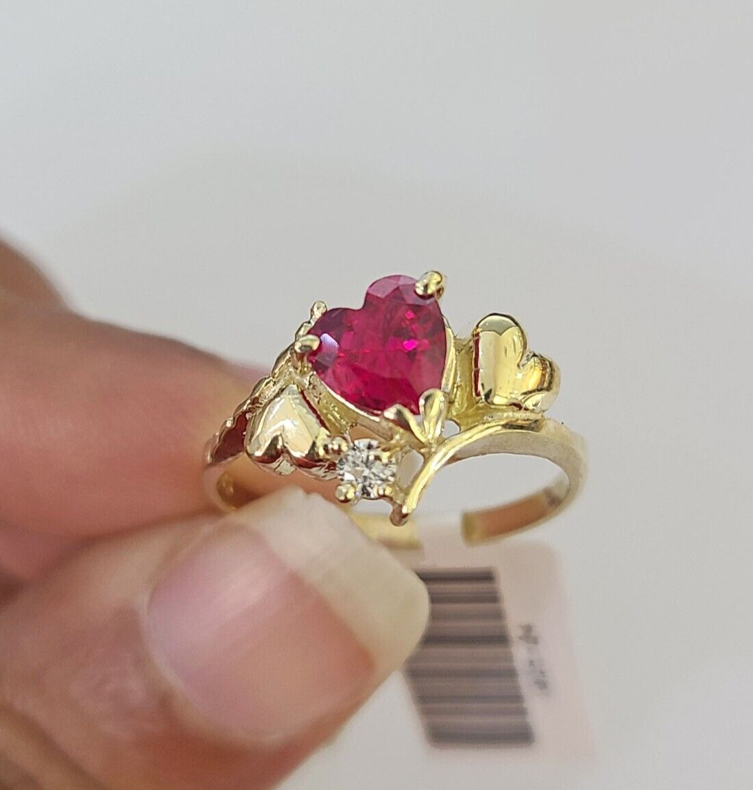Real 10k Yellow Gold Hearts Ring For Ladies 10Kt Genuine All Sizes