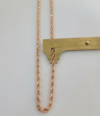 Real 10k Rose Gold Rope Necklace Chain Chain 4mm 20"-24" Inch Men Women SOLID
