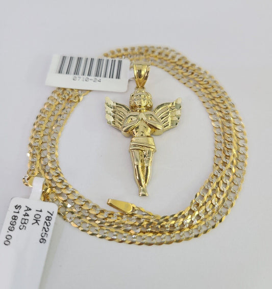 Angled Praying Angel with 2mm Cuban chain