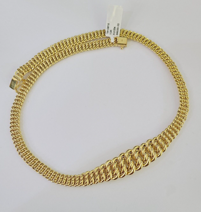 10K Gold Flat Byzantine Link Princesa Necklace 7mm 18 inch Real Yellow Chain