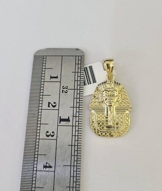 10K Gold Miami Cuban Chain Pharaoh 18"-28" 3mm REAL Pendant Necklace SET