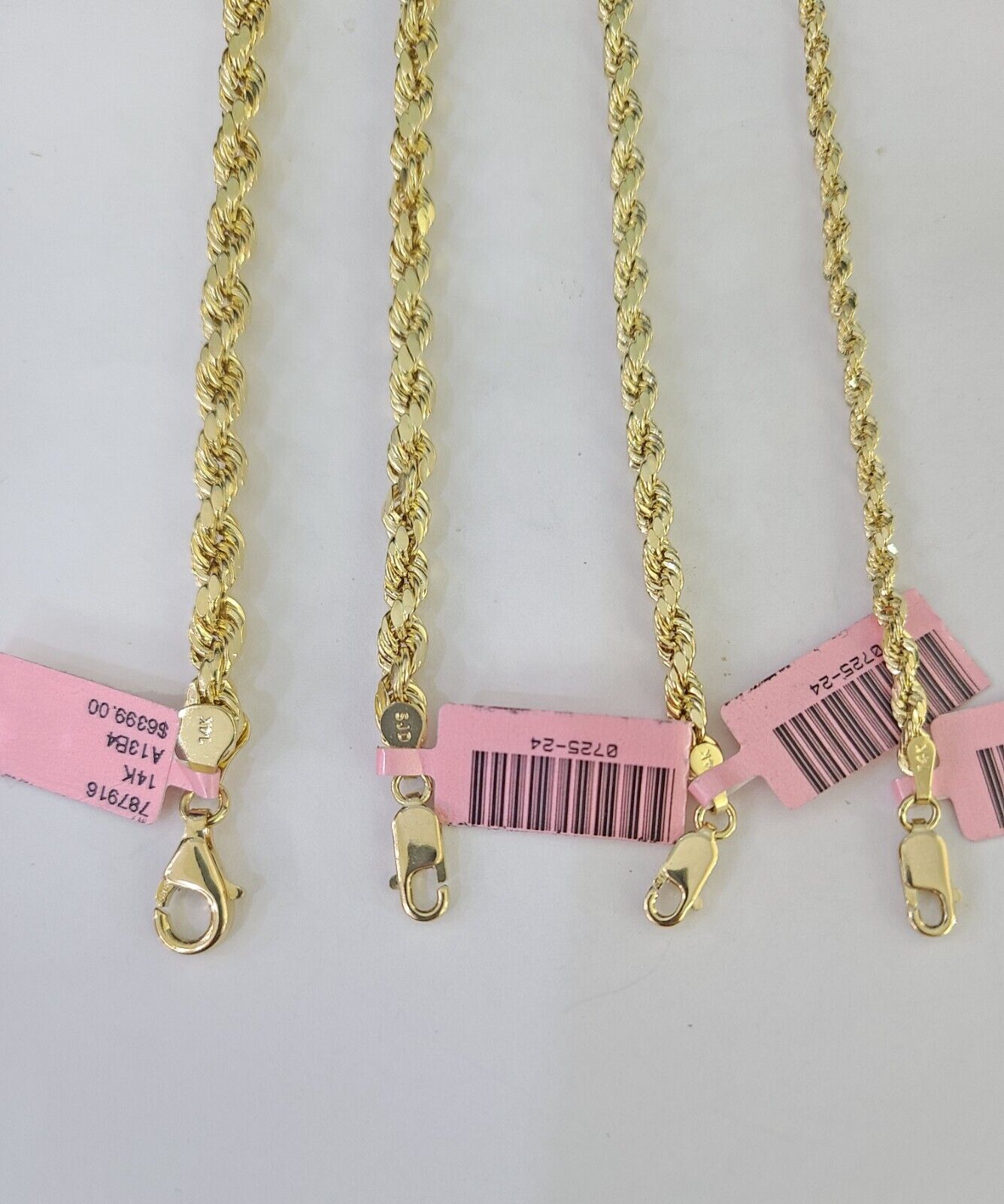 14K Yellow Gold Rope Chain Necklace – Real 14kt – 3mm to 6mm – 20" 22" 24" 26" – Unisex