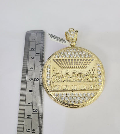 10K Franco Chain Last Supper Pendant Charm Necklace 20"-26" 5mm Gold SET Yellow