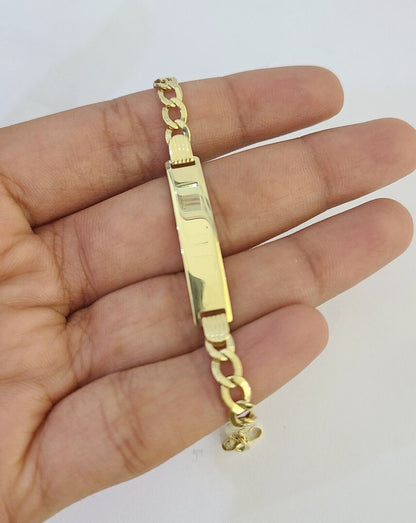 REAL 10K Gold ID Bracelet Kids Baby  Cuban Curb Link Unisex
