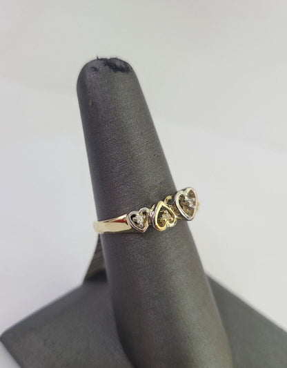 Real 10k Yellow Gold Heart Shape Ladies Ring 10Kt Genuine All Sizes