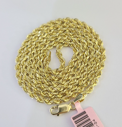 14k Solid Rope Chain Necklace 3mm 18"-28" Inch Yellow Gold Men Women 14Kt