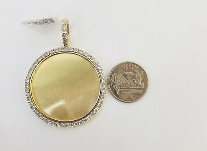 10k Real Yellow Gold Memory Pendant Charm 0.80CT 10kt Real 2"Inch Diamond Charm