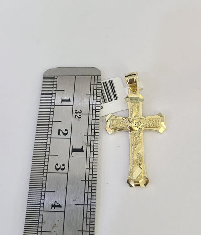 10k Solid Rope Chain 2mm Necklace Jesus Cross Pendant Charm SET 18-24 in