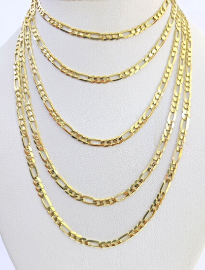 10K Solid Figaro Link Chain Necklace Yellow Gold 3mm 18" 20" 22" 10kt