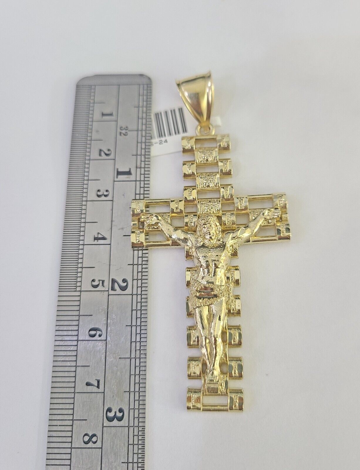 Back View 10k Gold Jesus Cross Charm