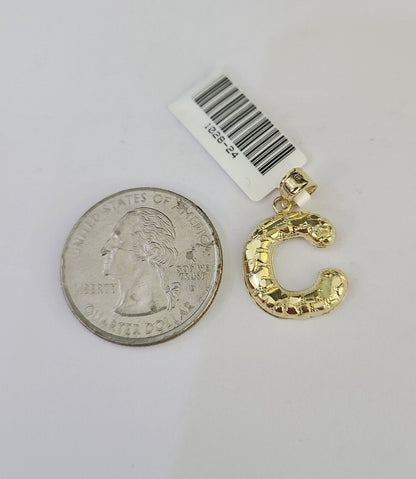 10k Gold Initial C Charm Rope Chain 16"-26" 2.5mm SET Necklace Alphabet Pendant