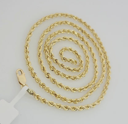 10K Yellow Gold Rope Chain Necklace 3mm 20" Choker REAL 10kt For Men & Women