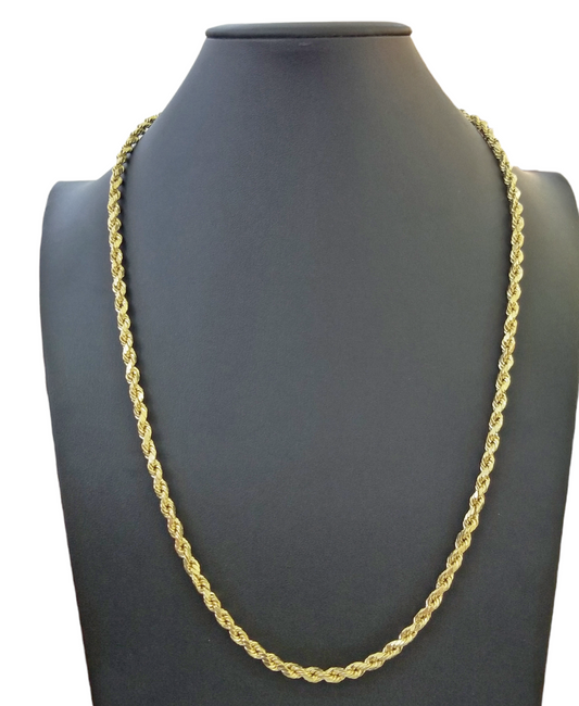 14K Yellow Gold Rope Chain Necklace – Real 14kt – 3mm to 6mm – 20" 22" 24" 26" – Unisex