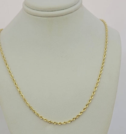Real 10k Gold Chain Necklace Rope 22 Inch 2.5mm Diamond Cut Solid 10kt Men Women