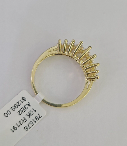 Real 10k Yellow Gold Ring With Stones For Ladies / Women 10Kt Genuine All Sizes