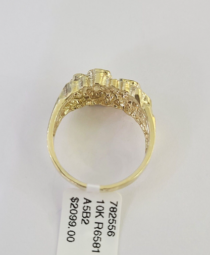 Real 10k Nugget Ring Yellow Gold Casual Ring 10kt Genuine All Sizes