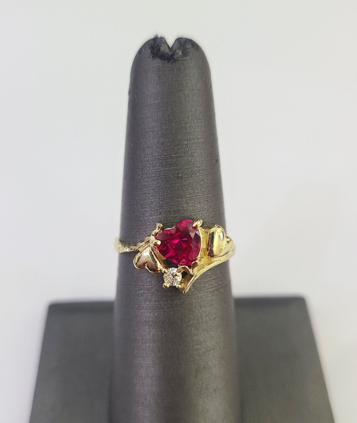 Real 10k Yellow Gold Hearts Ring For Ladies 10Kt Genuine All Sizes
