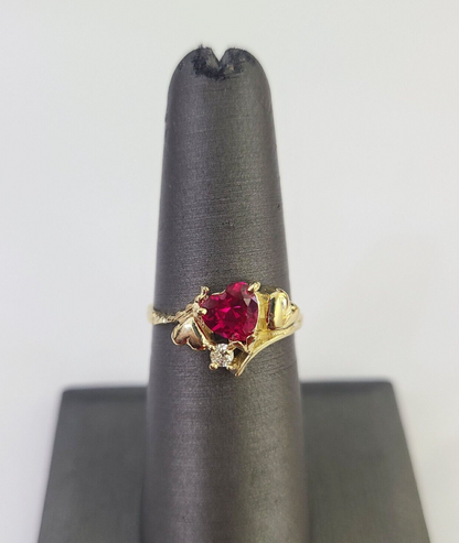 Real 10k Yellow Gold Hearts Ring For Ladies 10Kt Genuine All Sizes