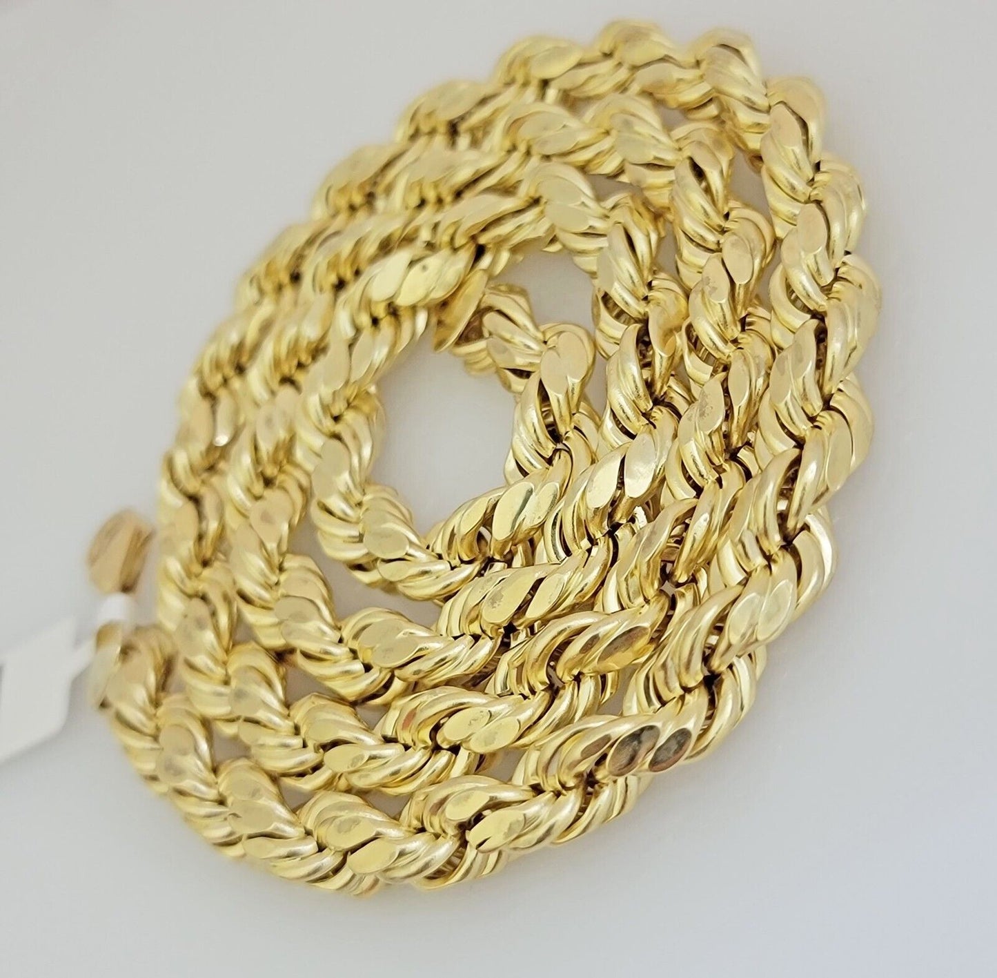 10K Yellow Gold Rope Chain Necklace 8mm 22 Inch REAL 10kt Diamond Cuts For Mens
