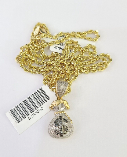 Money Bag charm on 2mm rope chain