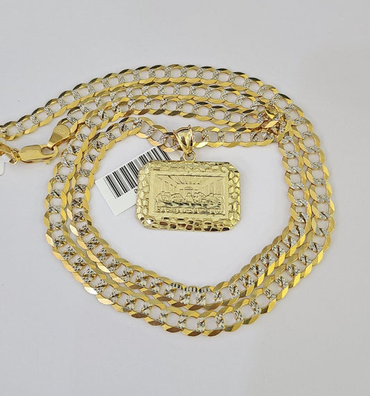 10k Last Supper pendant 6mm Cuban chain