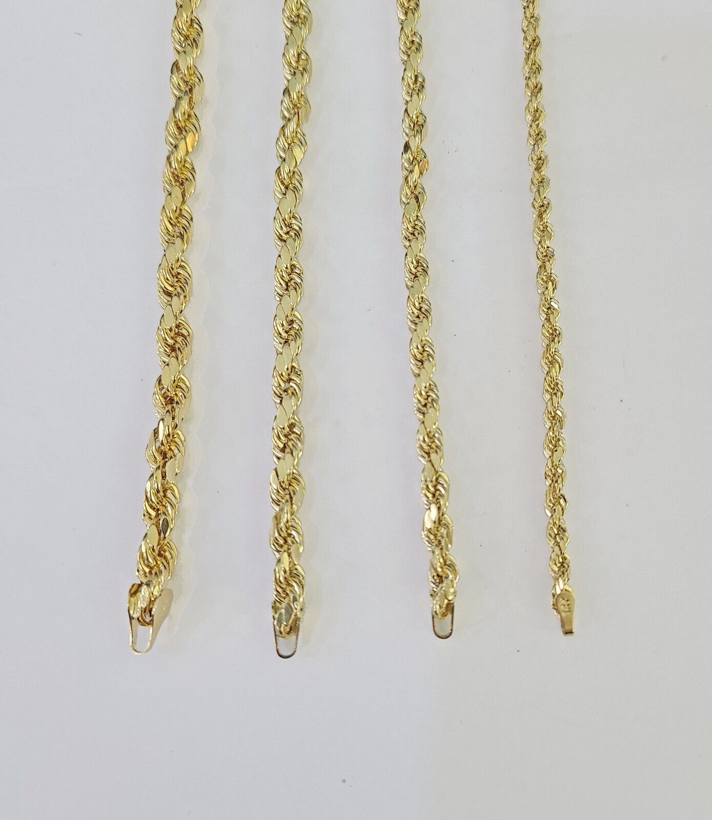 14K Yellow Gold Rope Chain Necklace – Real 14kt – 3mm to 6mm – 20" 22" 24" 26" – Unisex