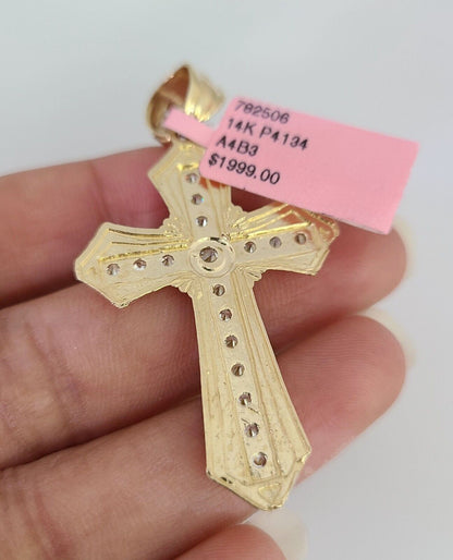 14K Gold Necklace Chain Jesus Cross Charm Turkish Byzantine 4mm 24" Pendant