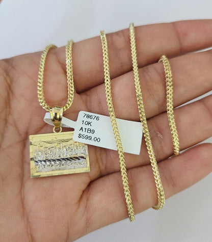 10K gold Mayan calendar pendant and Franco chain necklace set by Reva Jeweler