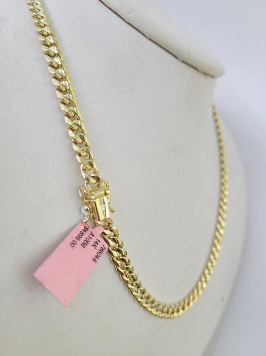 Real 14K Gold Miami Cuban Link Chain Necklace 26 inch 6mm Mens Hollow DISCOUNT
