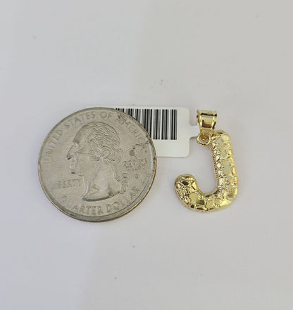 10k Gold Initial J Charm Rope Chain 16"-26" 2.5mm SET Necklace Alphabet Pendant
