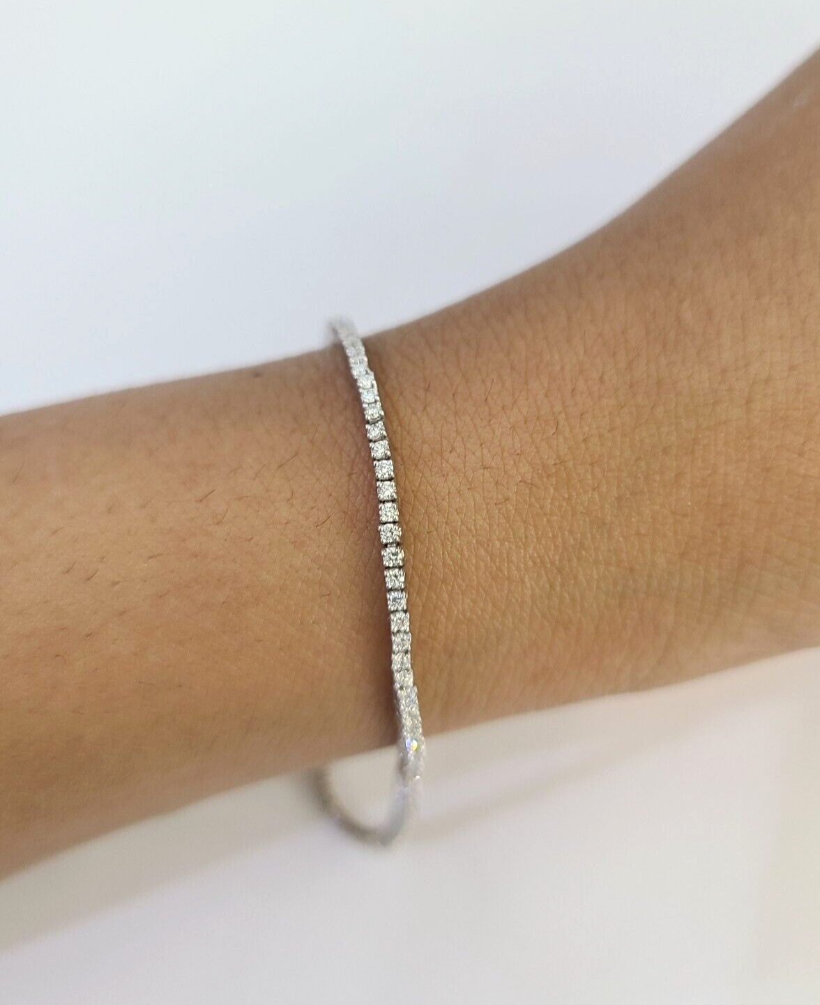 925 Sterling Silver Diamond Bracelet Women Ladies 7 Inch / Lab Grown Diamond