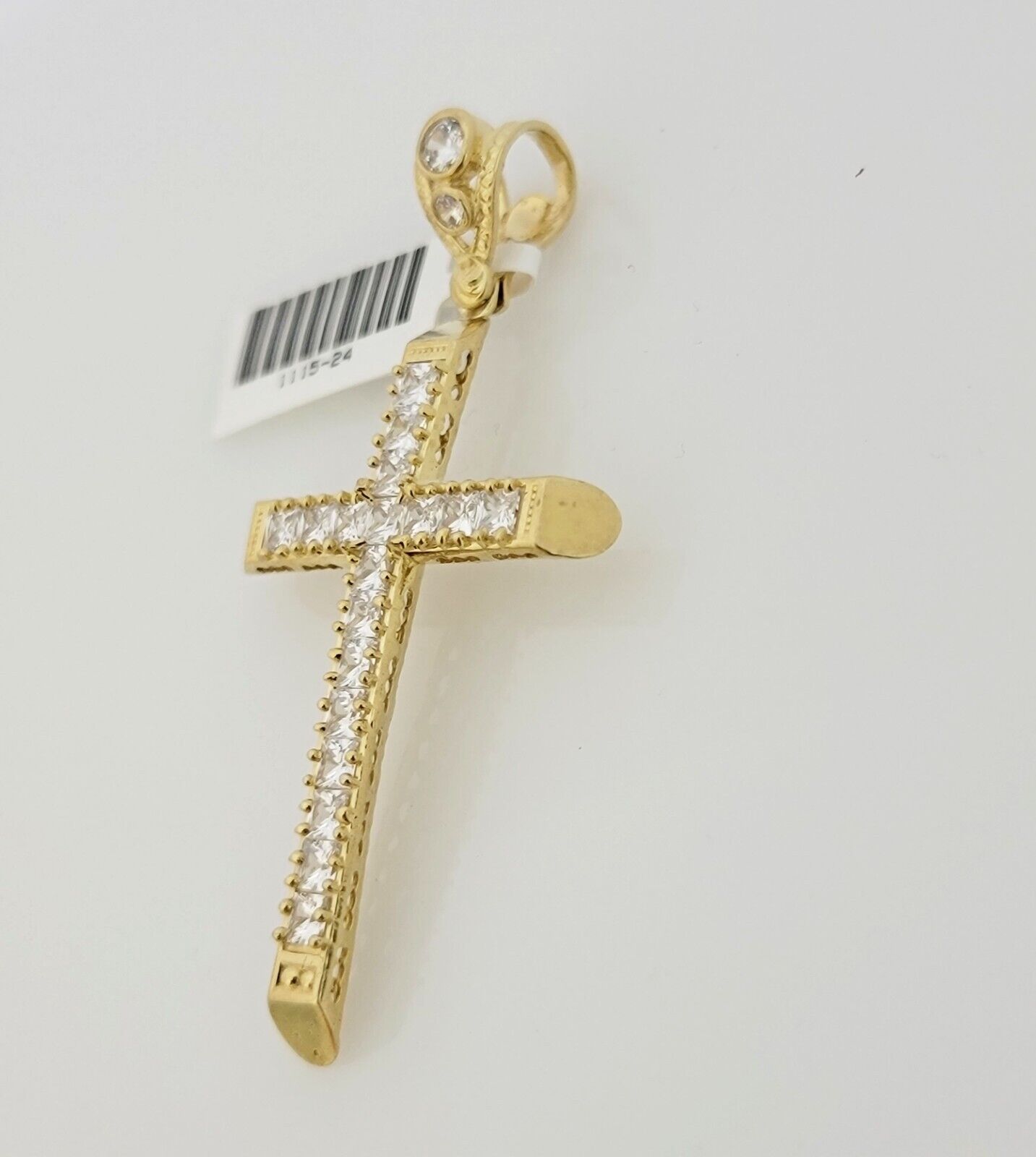 Angled CZ cross pendant