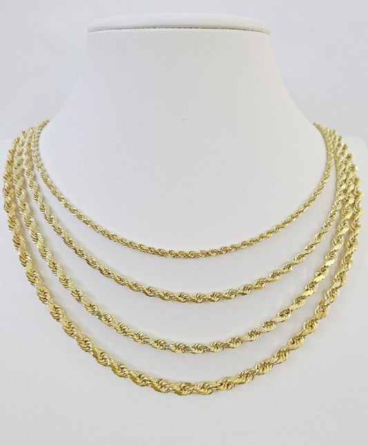 14K Yellow Gold Rope Chain Necklace – Real 14kt – 3mm to 6mm – 20" 22" 24" 26" – Unisex