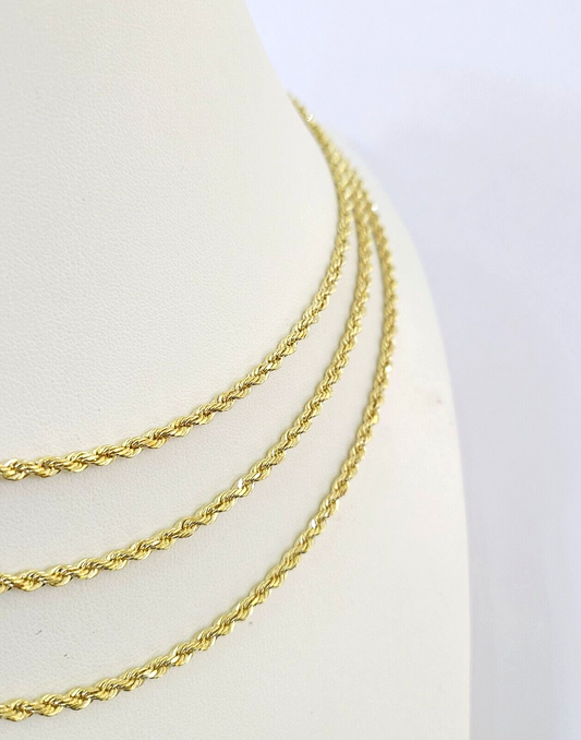 10k Solid Real Rope Chain Necklace 4mm 18"-30" Yellow Gold Men Women Genuine