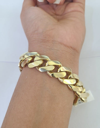 Real 10K Royal Monaco Bracelet Yellow Gold 9" Box Clasp 15mm Genuine