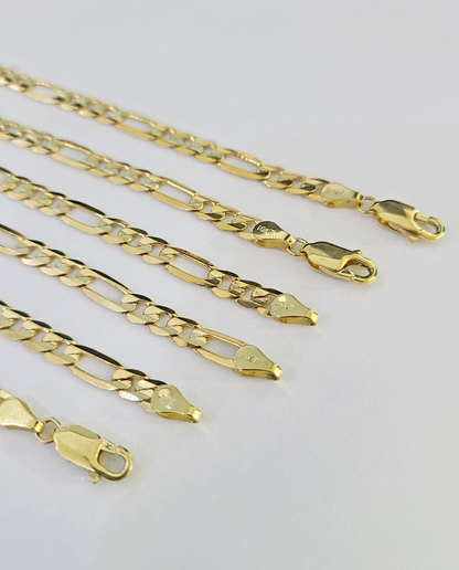 10K Solid Figaro Link Chain Necklace Yellow Gold 4.5mm 20" 22" 24" 10kt