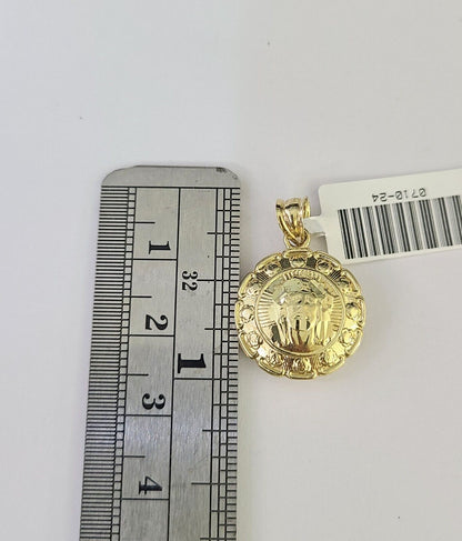 10K Gold Miami Cuban Chain Jesus Mary 18"-28" 3mm REAL Pendant Necklace SET