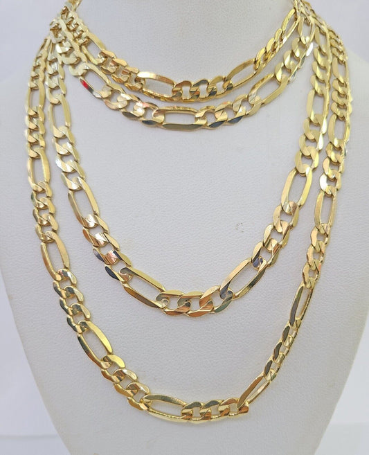 10K Solid Figaro Link Chain Necklace Yellow Gold 6mm 24" 26" 10kt